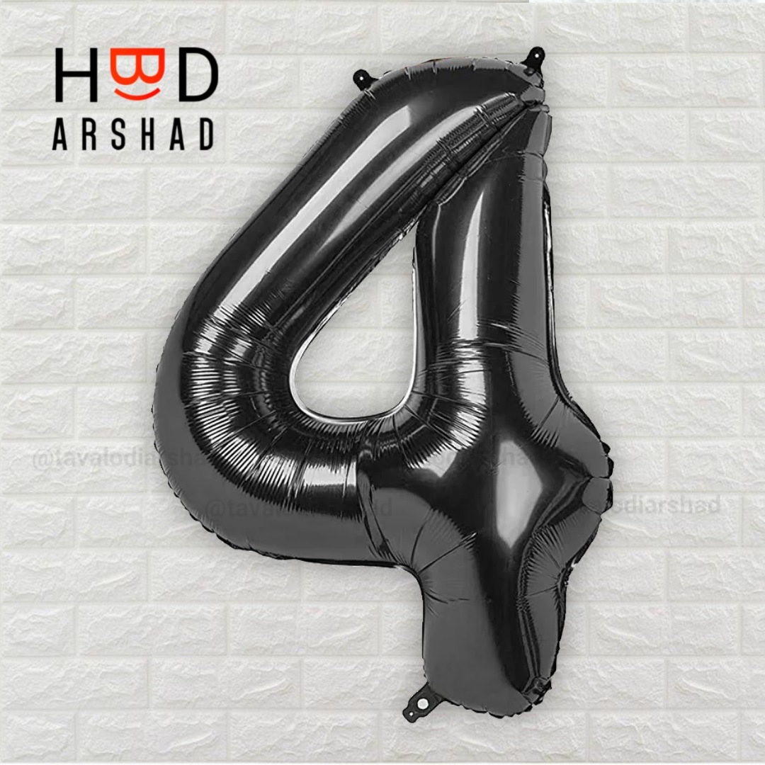 بادکنک فویلی عدد 4 مشکی ۳۲ اینچ